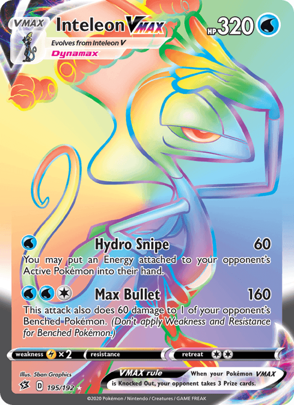 Inteleon VMAX, card 195 from Rebel Clash