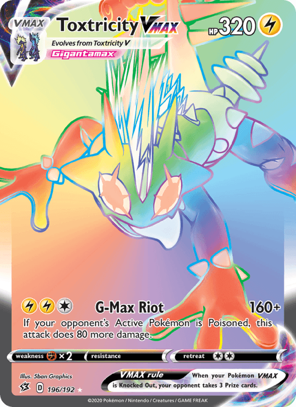 Toxtricity VMAX, card 196 from Rebel Clash