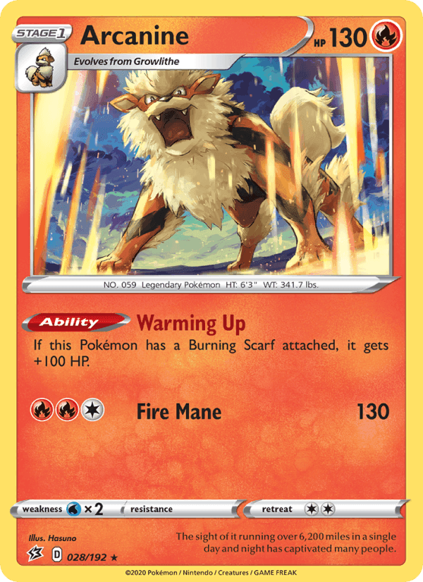 Arcanine, carta 28 de Rebel Clash