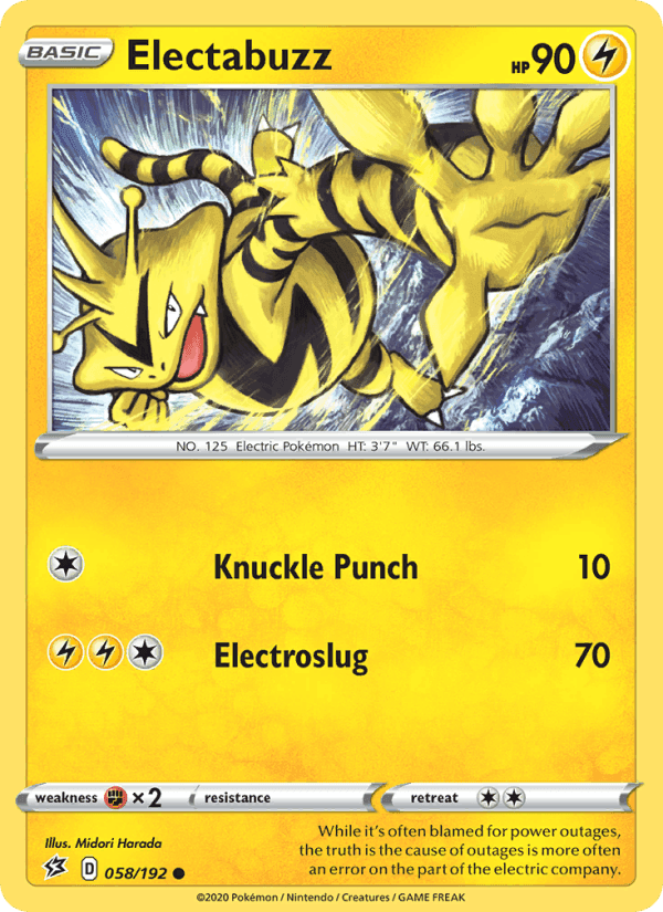 Electabuzz, card 58 from Rebel Clash