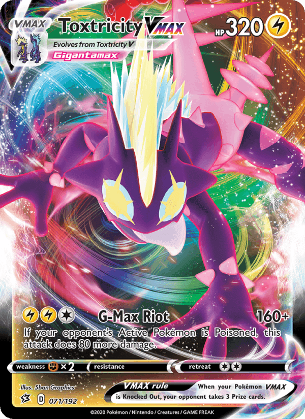 Toxtricity VMAX, card 71 from Rebel Clash
