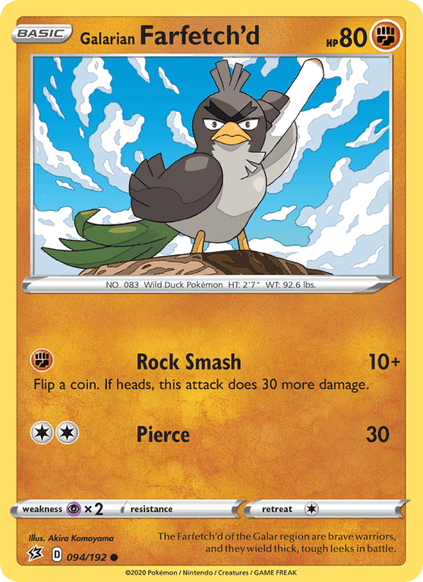Galarian Farfetch'd, card 94 from Rebel Clash