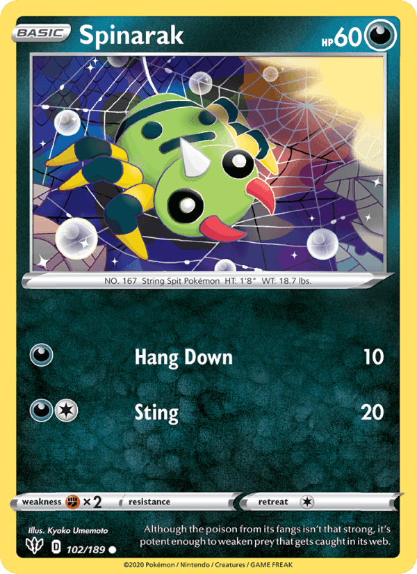 Spinarak, card 102 from Darkness Ablaze