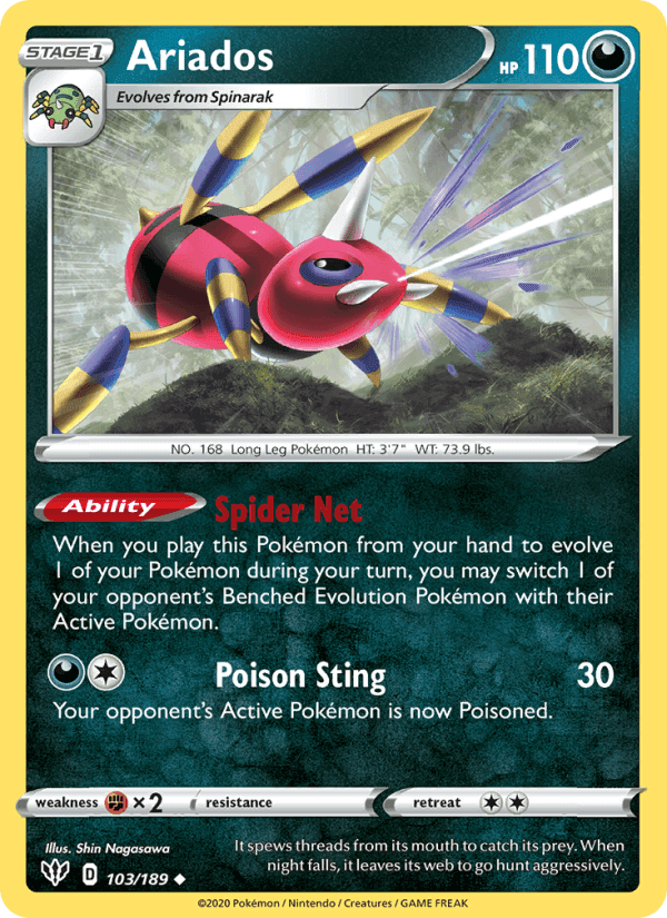 Ariados, card 103 from Darkness Ablaze