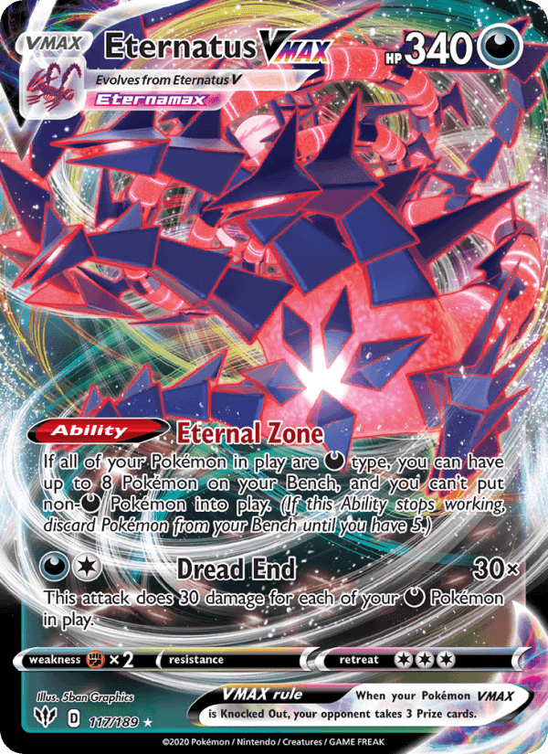 Eternatus VMAX, card 117 from Darkness Ablaze