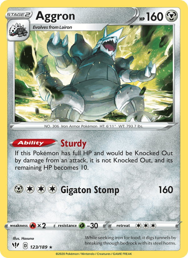 Aggron, card 123 from Darkness Ablaze