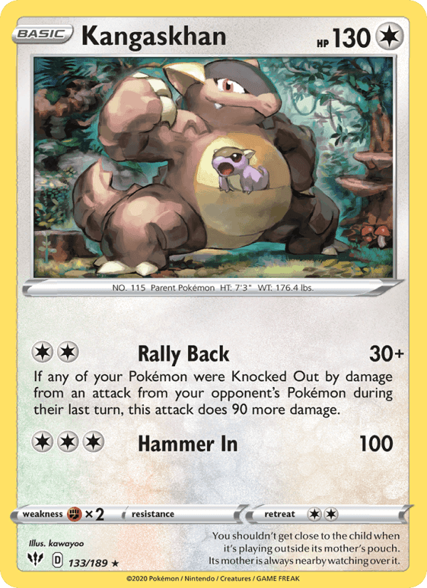 Kangaskhan, card 133 from Darkness Ablaze