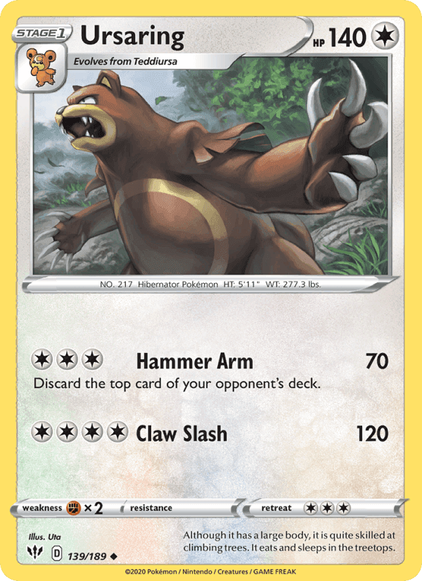 Ursaring, card 139 from Darkness Ablaze