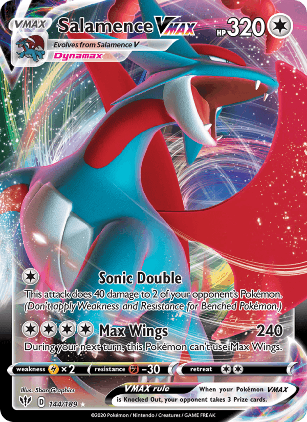 Salamence VMAX, card 144 from Darkness Ablaze