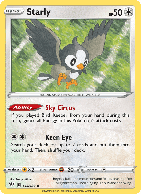 Starly, card 145 from Darkness Ablaze