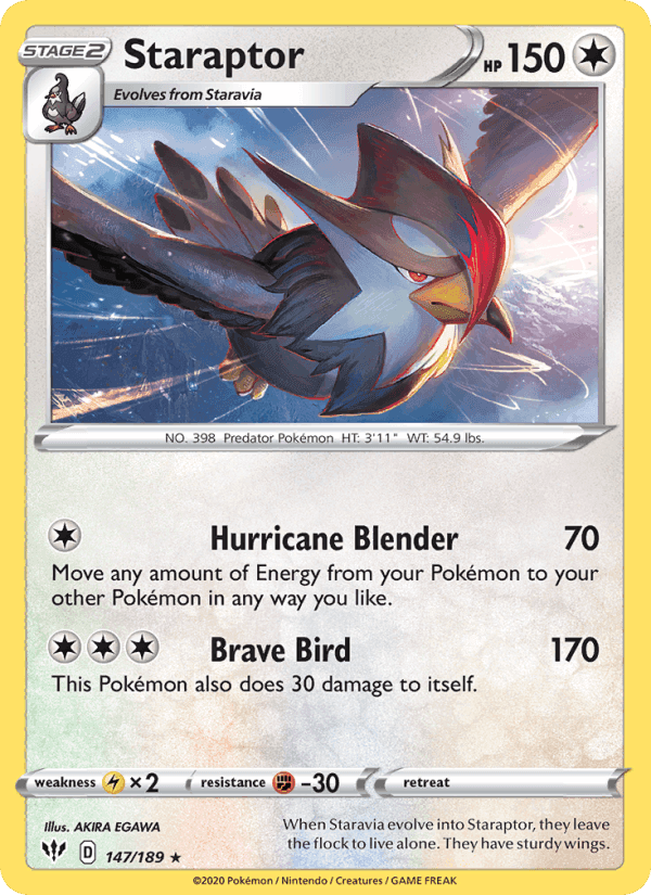 Staraptor, card 147 from Darkness Ablaze