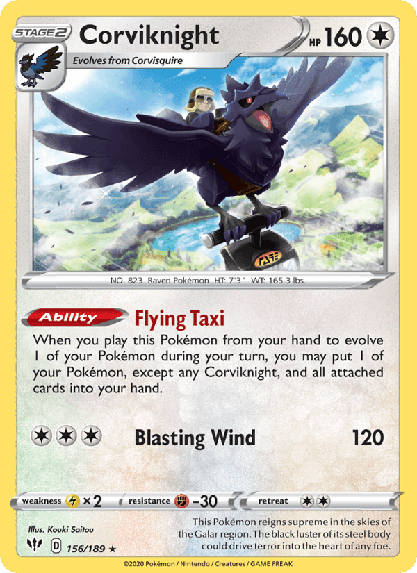 Corviknight, card 156 from Darkness Ablaze