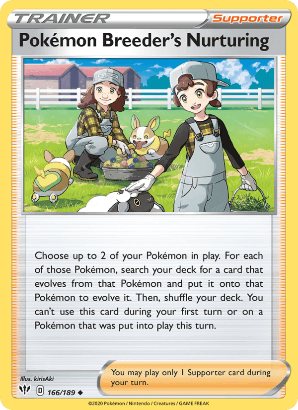 Pokémon Breeder's Nurturing, card 166 from Darkness Ablaze