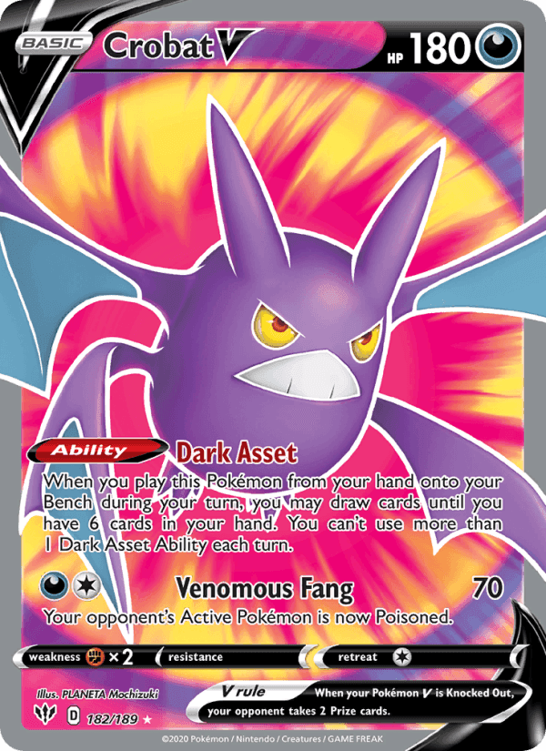 Crobat V, card 182 from Darkness Ablaze