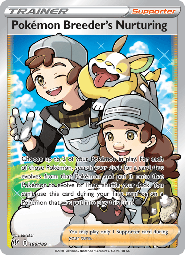 Pokémon Breeder's Nurturing, card 188 from Darkness Ablaze