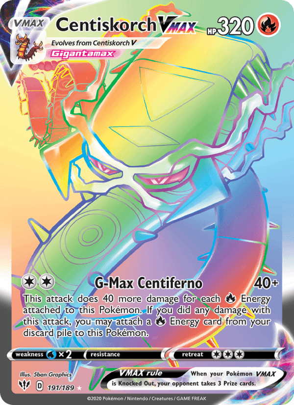 Centiskorch VMAX, card 191 from Darkness Ablaze