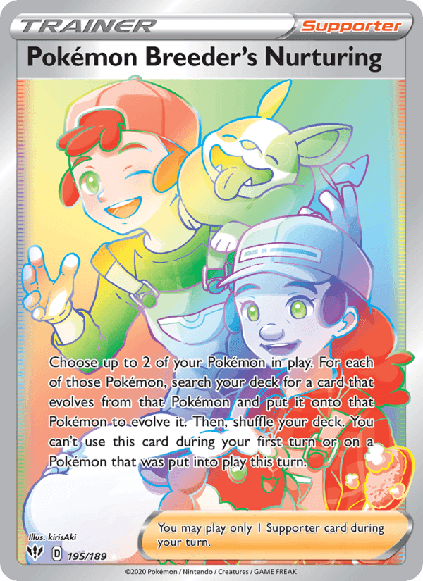Pokémon Breeder's Nurturing, card 195 from Darkness Ablaze