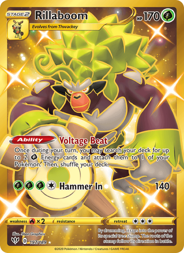 Rillaboom, card 197 from Darkness Ablaze