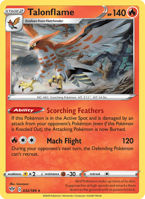 Talonflame, card 32 from Darkness Ablaze