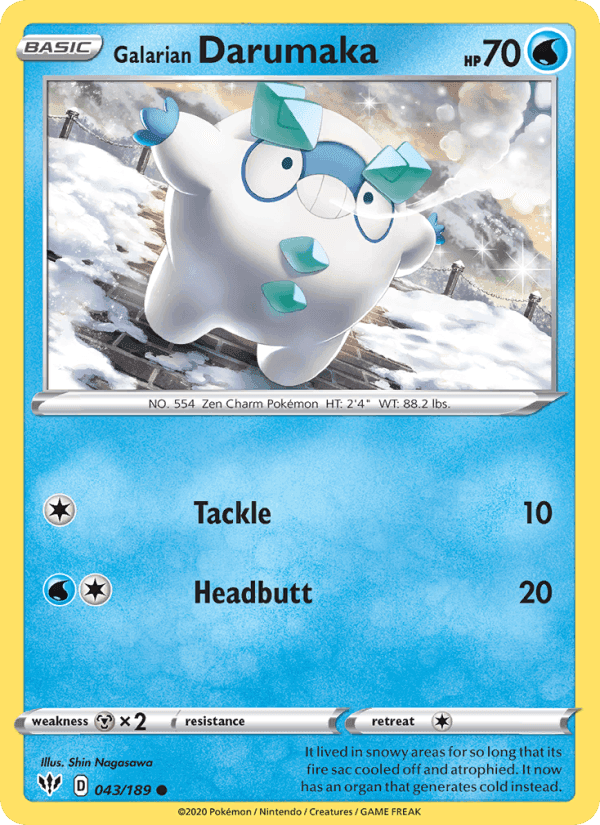 Galarian Darumaka, card 43 from Darkness Ablaze