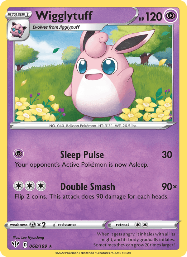 Wigglytuff, card 68 from Darkness Ablaze