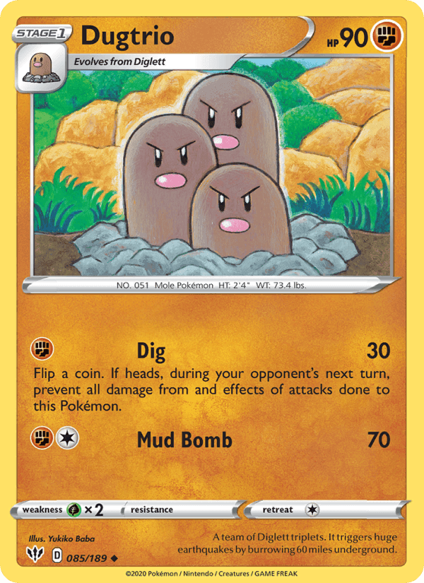Dugtrio, card 85 from Darkness Ablaze