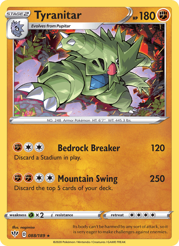 Tyranitar, card 88 from Darkness Ablaze