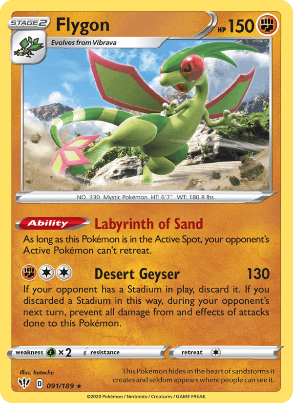 Flygon, card 91 from Darkness Ablaze