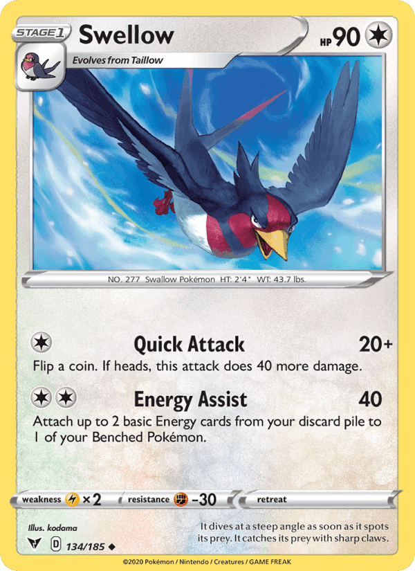 Swellow, card 134 from Vivid Voltage