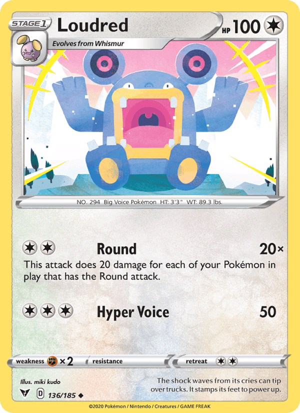 Loudred, card 136 from Vivid Voltage