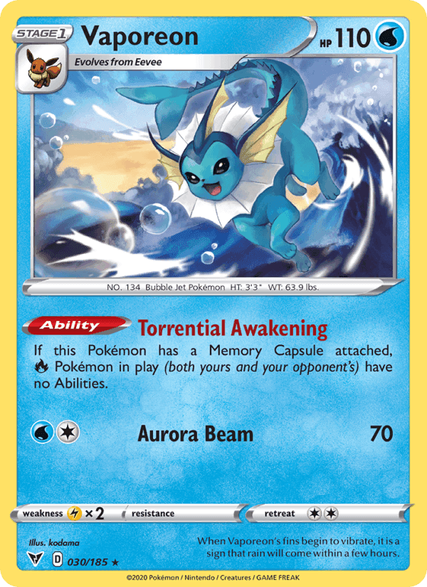 Vaporeon, card 30 from Vivid Voltage