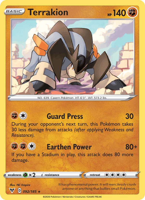Terrakion, card 92 from Vivid Voltage