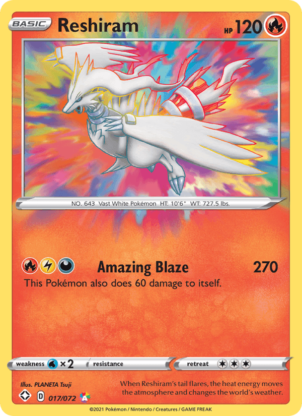 Reshiram, card 17 from Shining Fates