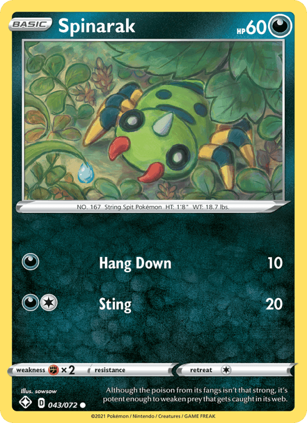 Spinarak, card 43 from Shining Fates