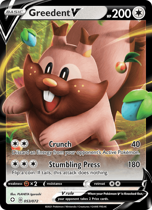 Greedent V, card 53 from Shining Fates