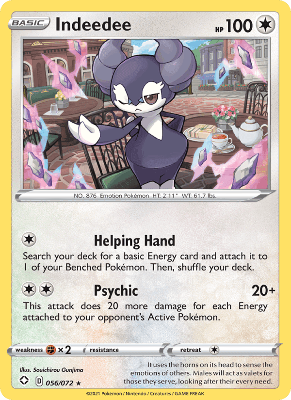 Indeedee, card 56 from Shining Fates