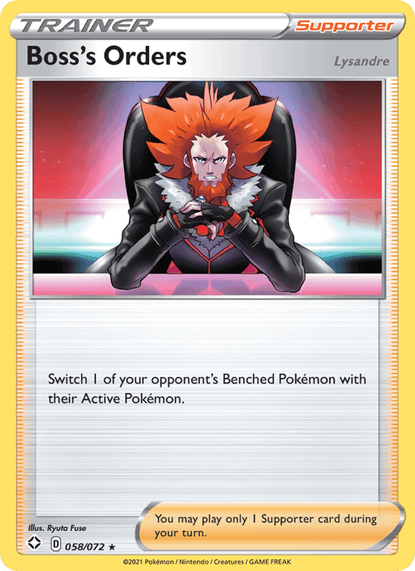Boss's Orders (Lysandre), card 58 from Shining Fates