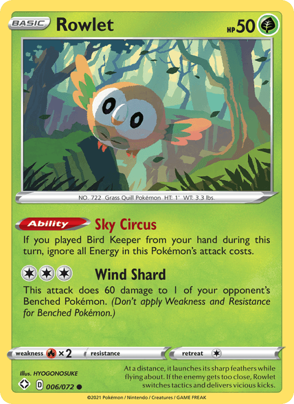 Rowlet, card 6 from Shining Fates