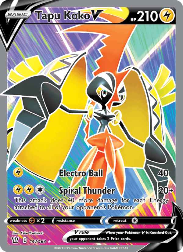 Tapu Koko V, card 147 from Battle Styles