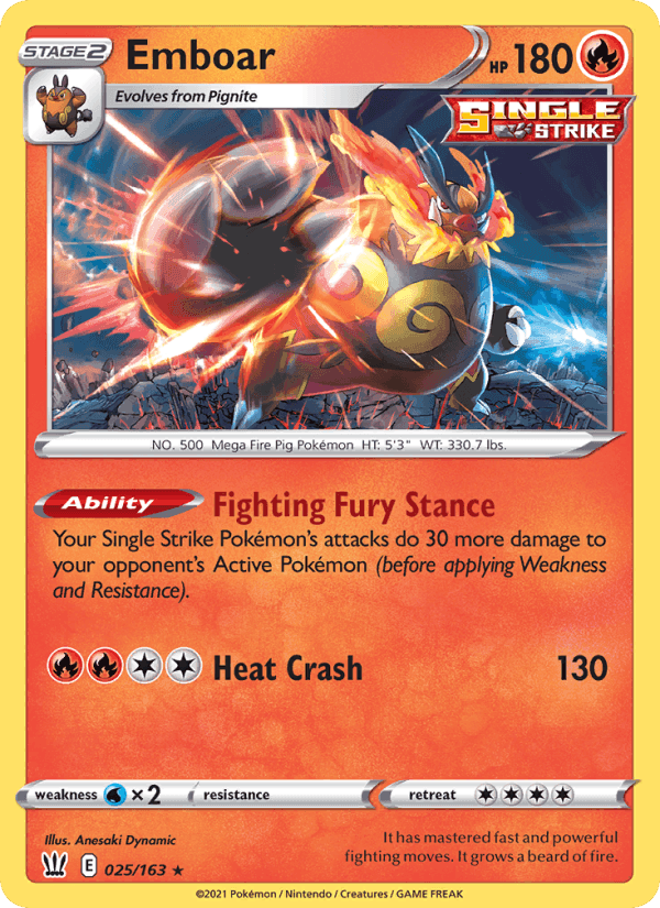 Emboar, card 25 from Battle Styles