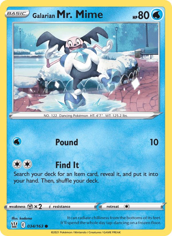 Galarian Mr. Mime, card 34 from Battle Styles