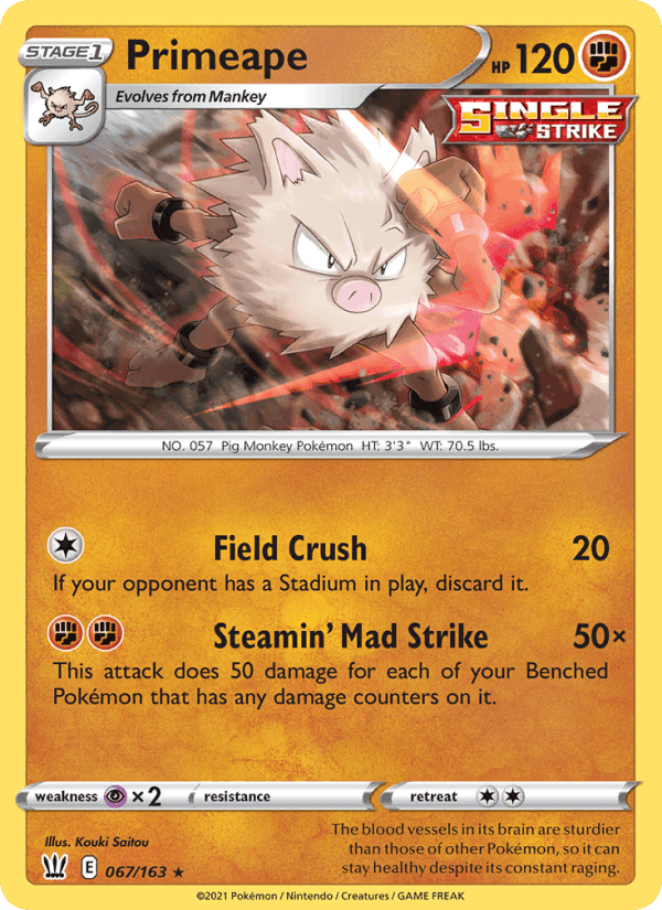 Primeape, card 67 from Battle Styles