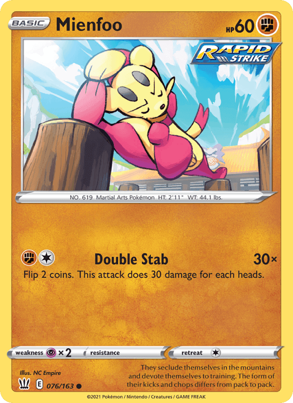 Mienfoo, card 76 from Battle Styles