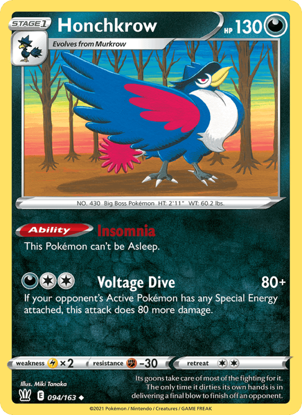 Honchkrow, card 94 from Battle Styles