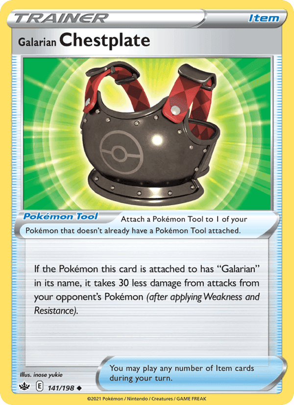 Galarian Chestplate, card 141 from Chilling Reign