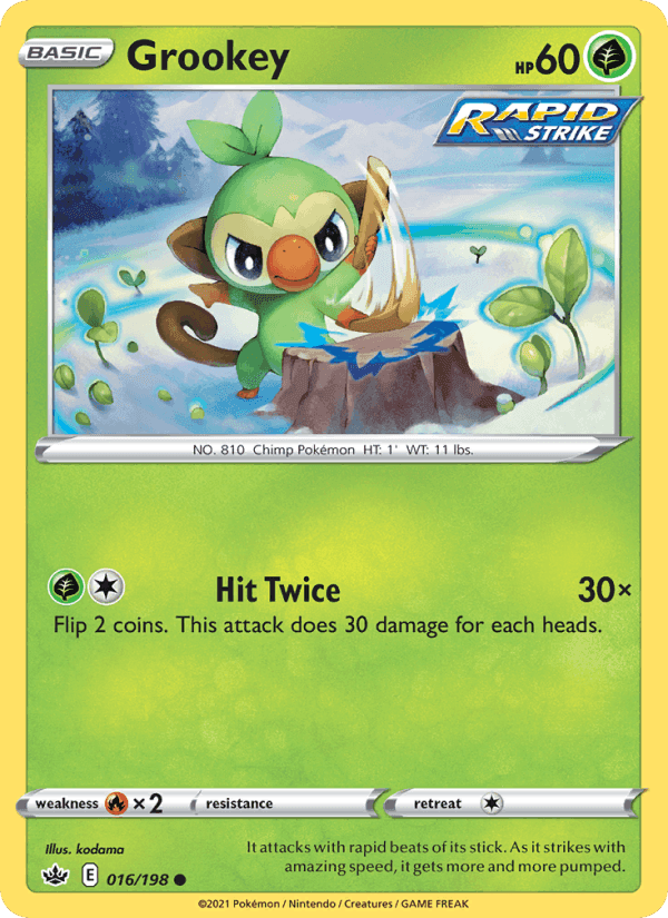 Grookey, card 16 from Chilling Reign