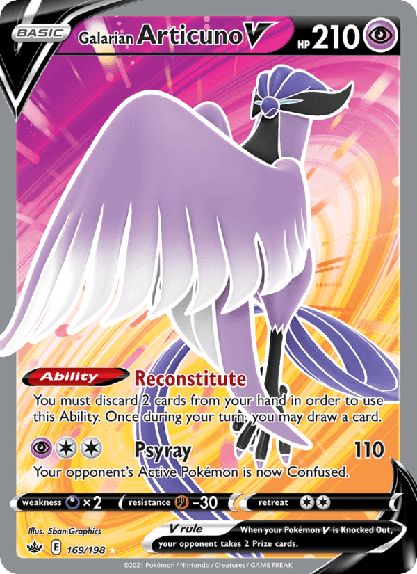 Galarian Articuno V, card 169 from Chilling Reign