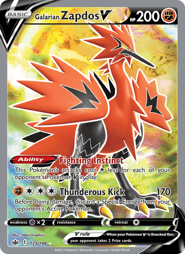 Galarian Zapdos V, card 173 from Chilling Reign