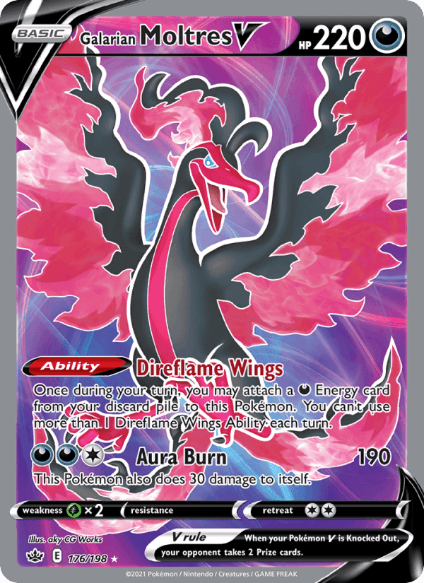 Galarian Moltres V, card 176 from Chilling Reign