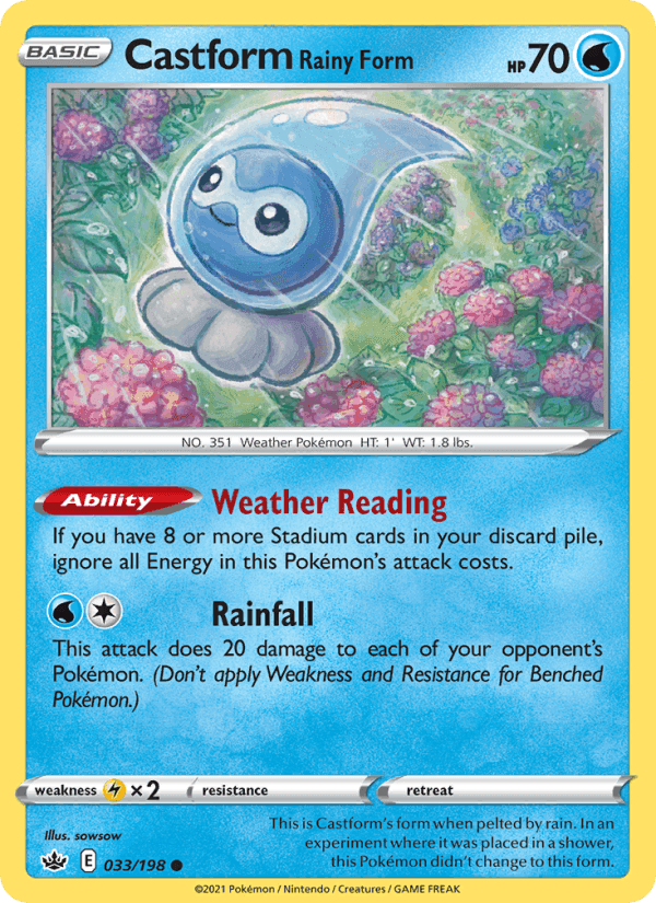 Castform Rainy Form, carta 33 di Chilling Reign